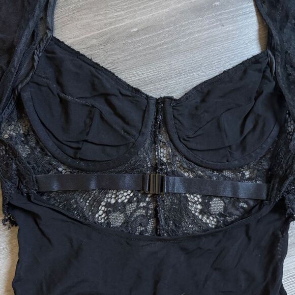 BARDOT Lingerie Black Lace Bodysuit Mesh Teddy US Large 10 - Picture 10 of 14
